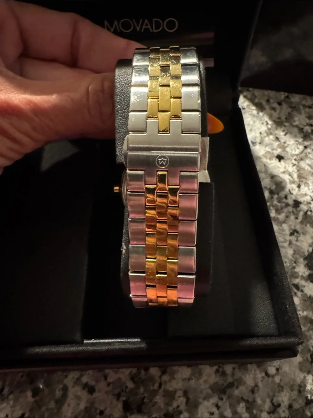 New BOLD Movado Two-Tone Black and Gold Minimalist Men's Watch